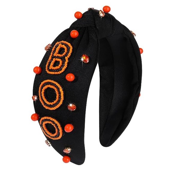 Halloween red pearl encrusted rhinestone crystal headband BOO - Picture 1 of 2